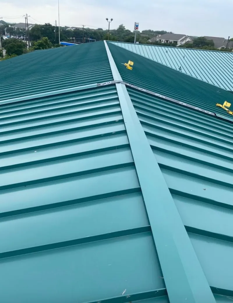 Green commercial metal roof ridge and valley for Metal Roof Repair in Mesa
